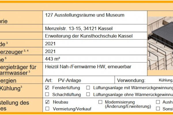 Kunstraum Kassel Kopf Energieausweis