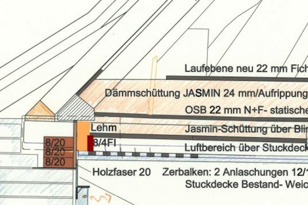 Pfarrhaus Urnau Traufdetail Zeichnung